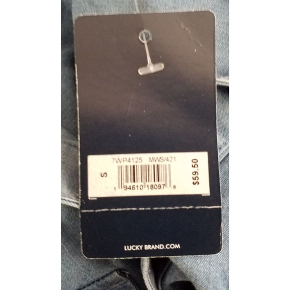 Lucky Brand Blue Button Front Collared Long Sleeve Tencel Top NWT Small - Picture 6 of 8